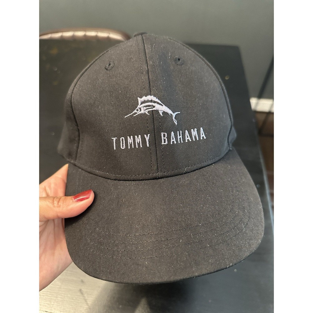 Tommy Bahama Black Logo‎ Marlin Hat OSFA Island Life Coastal Baseball Cap